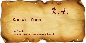 Kassai Anna névjegykártya